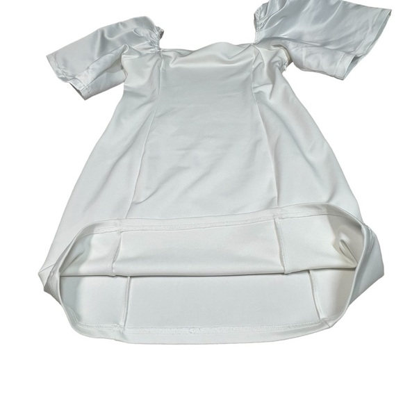 AEL Amy Enjoy Life White Square Neck Short Puff Sleeves Elegant Dress Size L - Picture 9 of 16